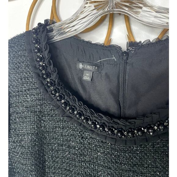 Talbots Tweed & Pearl shift dress black 14 - Picture 5 of 8